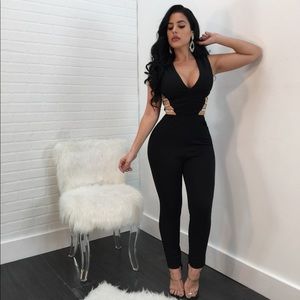 Rhinestone Open Side Jumpsuit